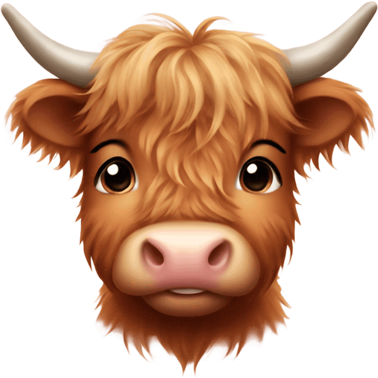 Cute baby highland cow hearts emoji