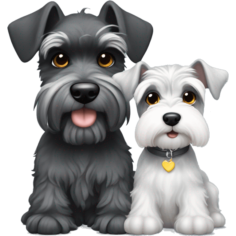 Baby schnauzer with older angel schnauzer emoji