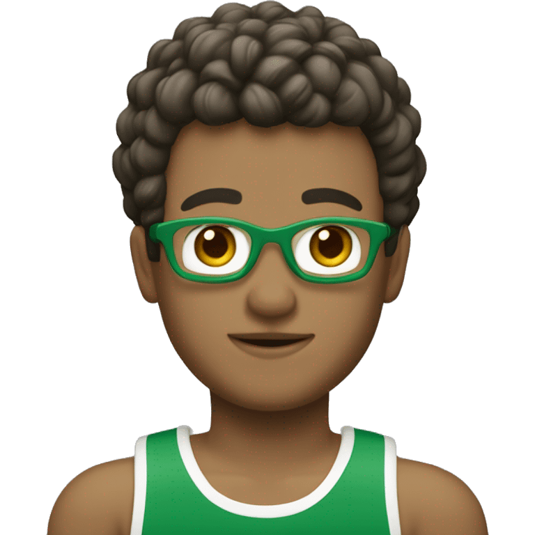 boneco de pele moreno de regata branca e cabelo verde  emoji