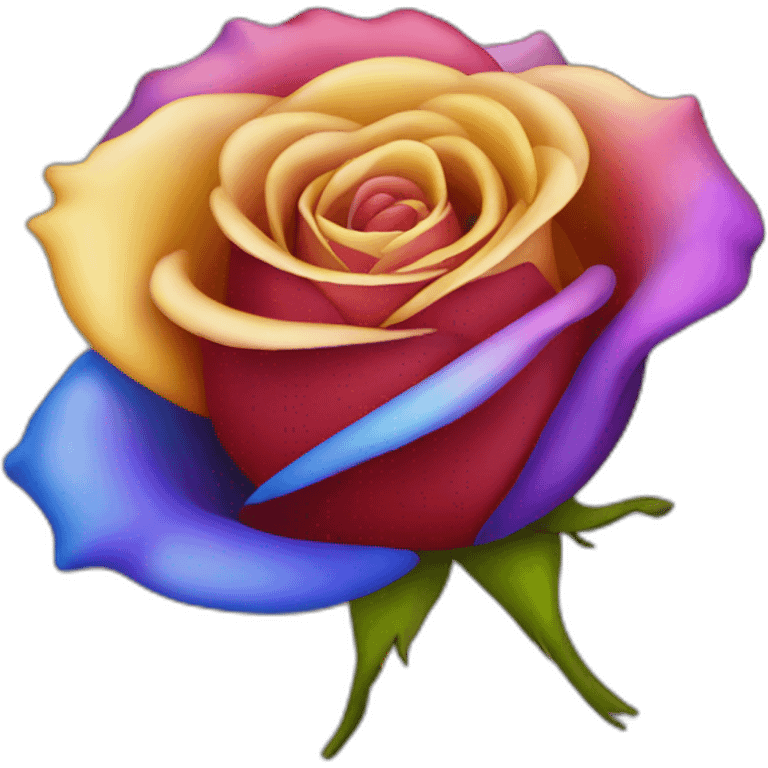 rose with 5 colors like red, yellow, purple, blue, golden emoji