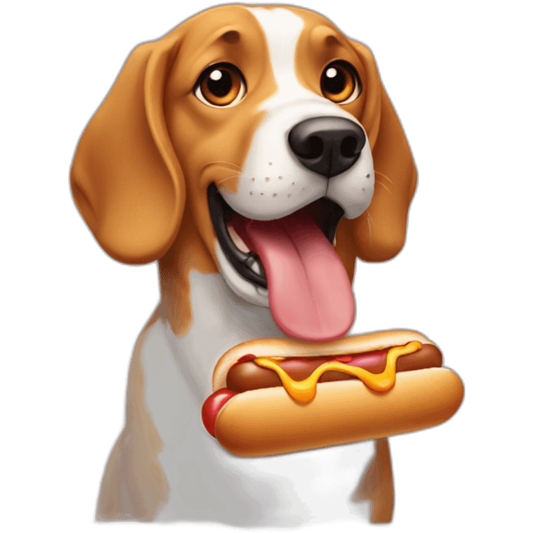 a dog eating a hot dog emoji