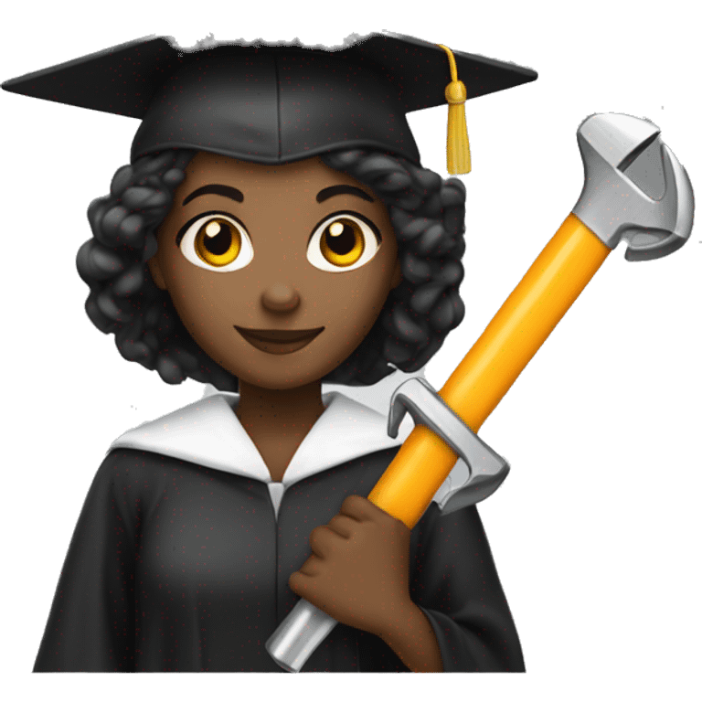 black girl graduated with a wrench graduated  emoji