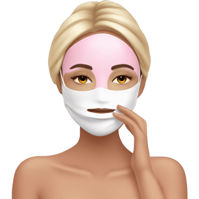 Lady with pastel pink face mask spa beauty full face relaxing emoji