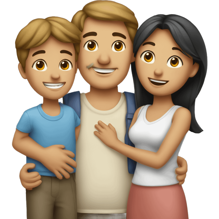 familia con papá,mamá,hija e hijo blancos emoji