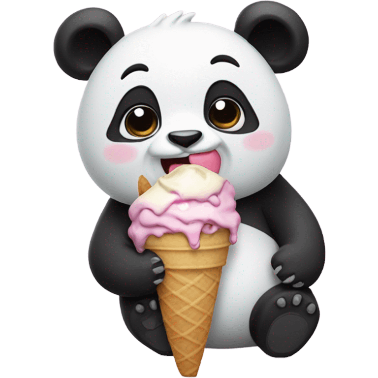 Panda eating ice cream emoji