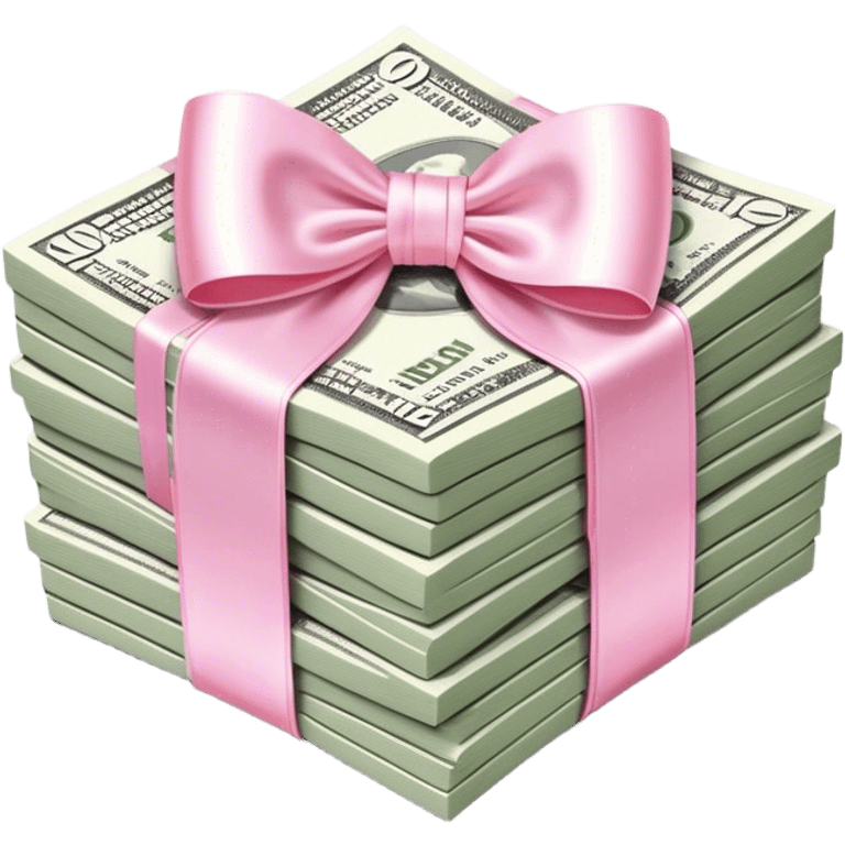 stack of money with baby pink bow emoji