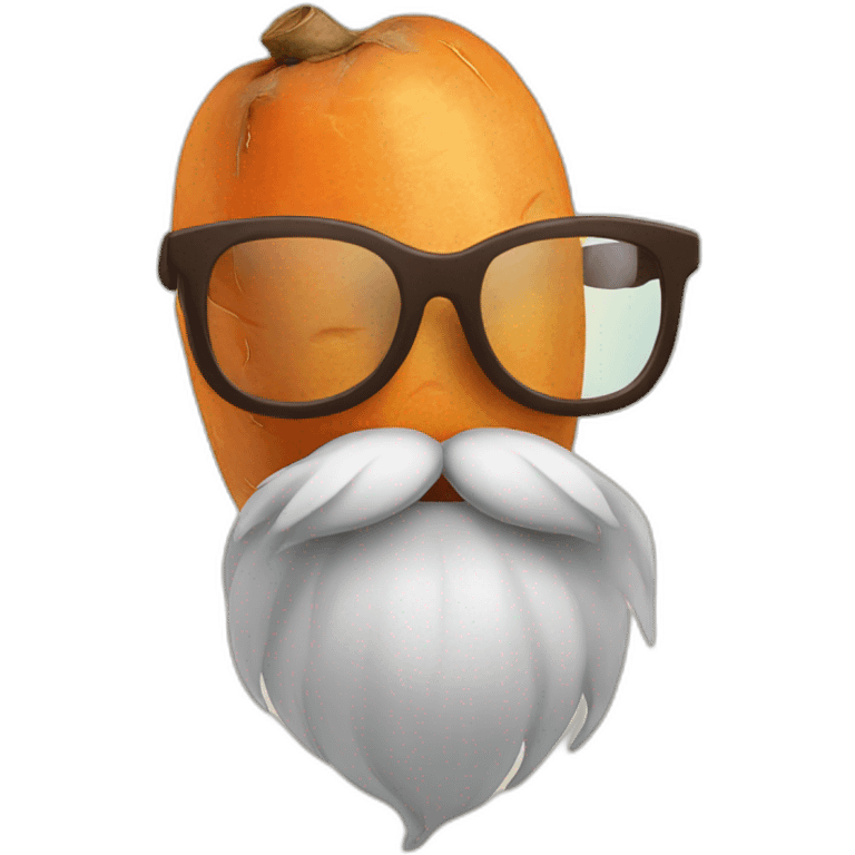 sweet potato with glasses and a beard emoji