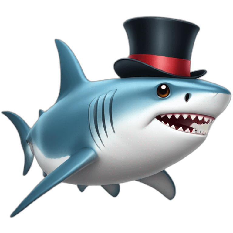 Shark with a top hat emoji