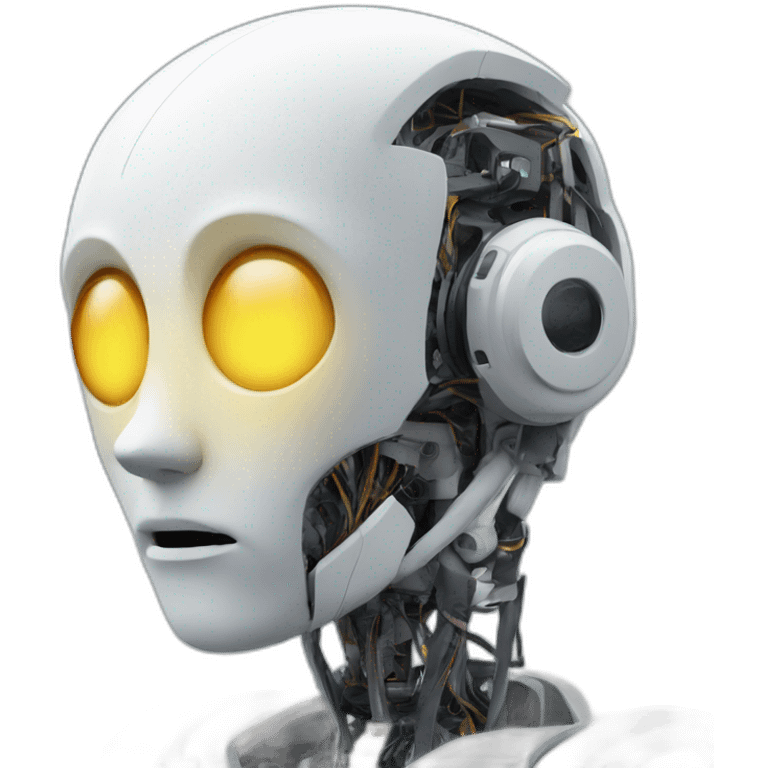 the humanoid robot's head is sad emoji