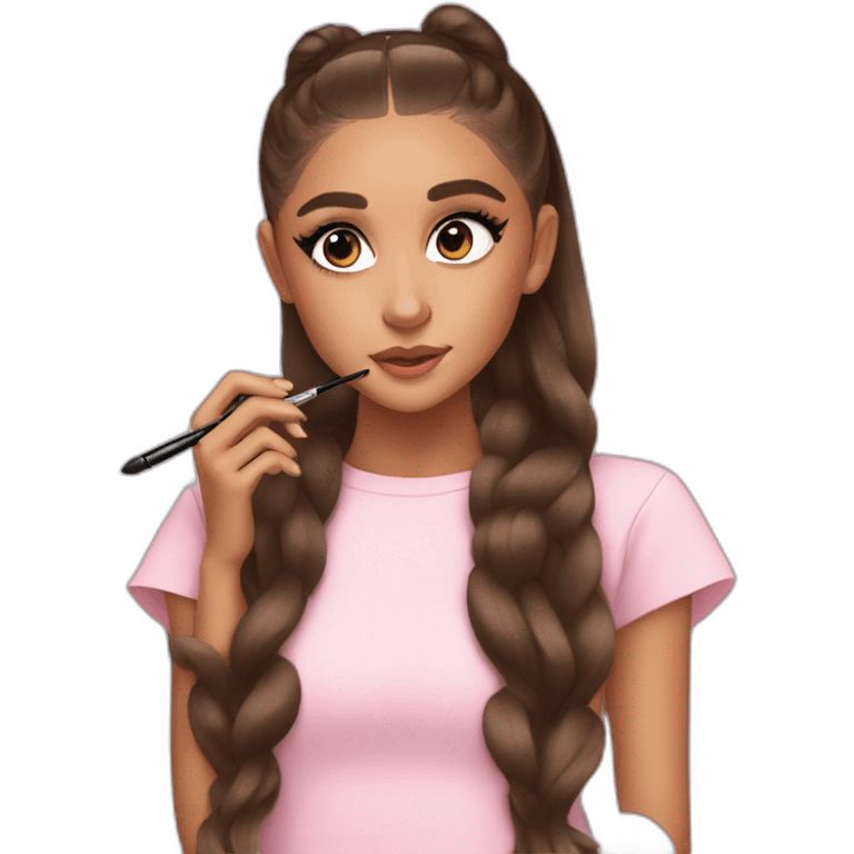 Ariana Grande putting on eyeliner emoji