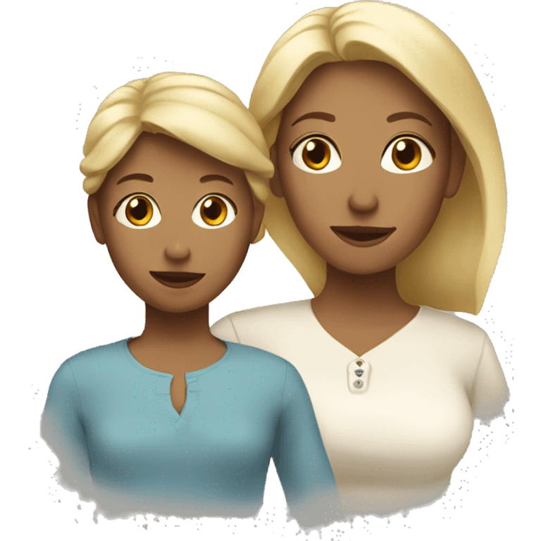 Blonde mom with her brown-haired adult daughter emoji