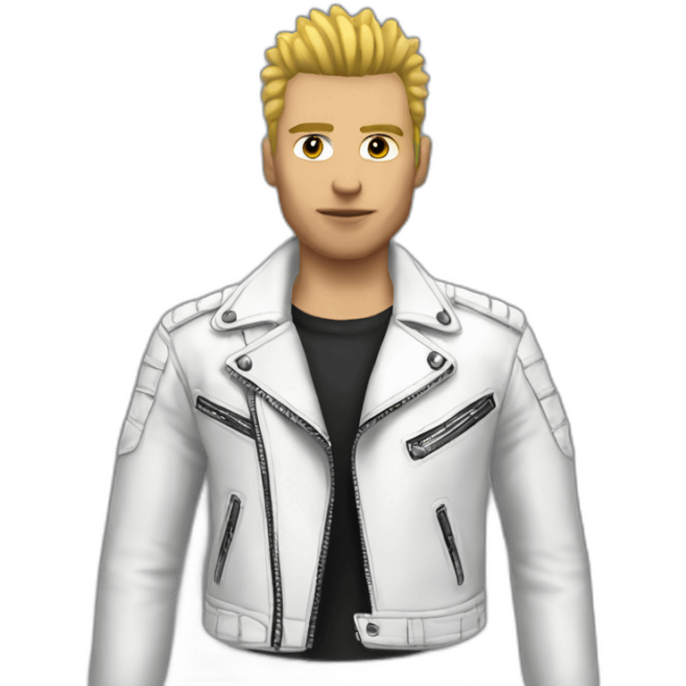 Punk male-white leather jacket emoji