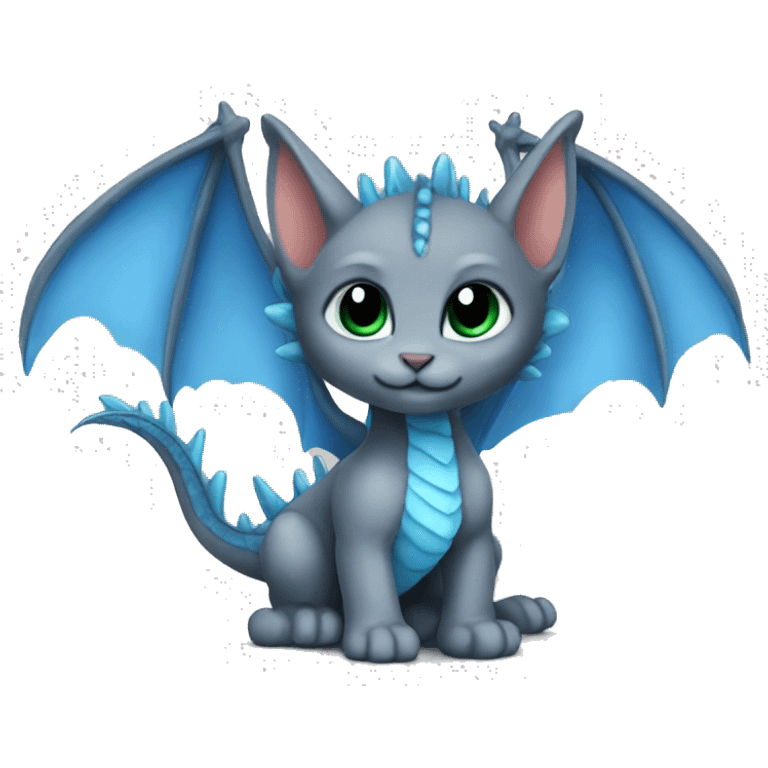 blue dragon wings on grey kitten emoji