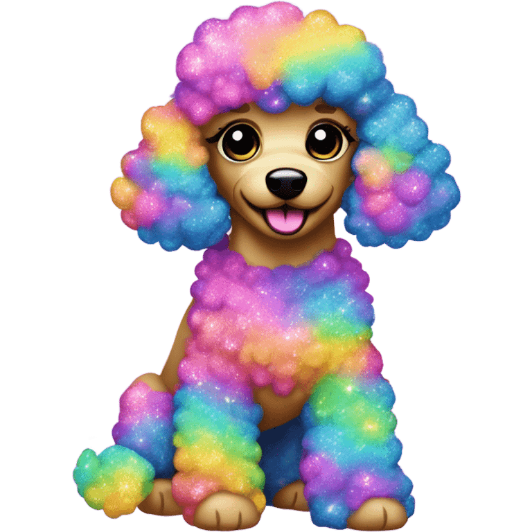 Lisa frank glitter poodle with clouds   emoji