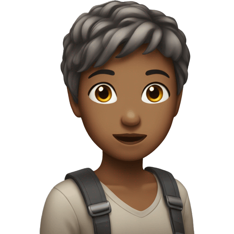 Girl with short hair in awe emoji