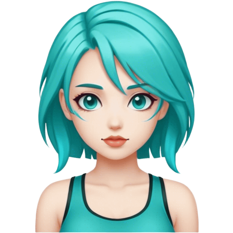 sexy gamer girl with teal hair emoji