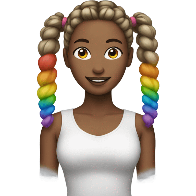 Beautiful Woman with rainbow pigtails  emoji