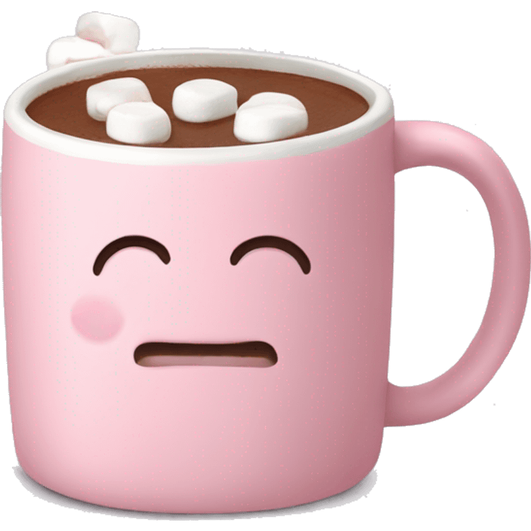 Light Pink mug of hot chocolate with marshmallows  emoji