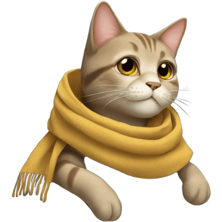 Cat wearing scarf on a plane emoji