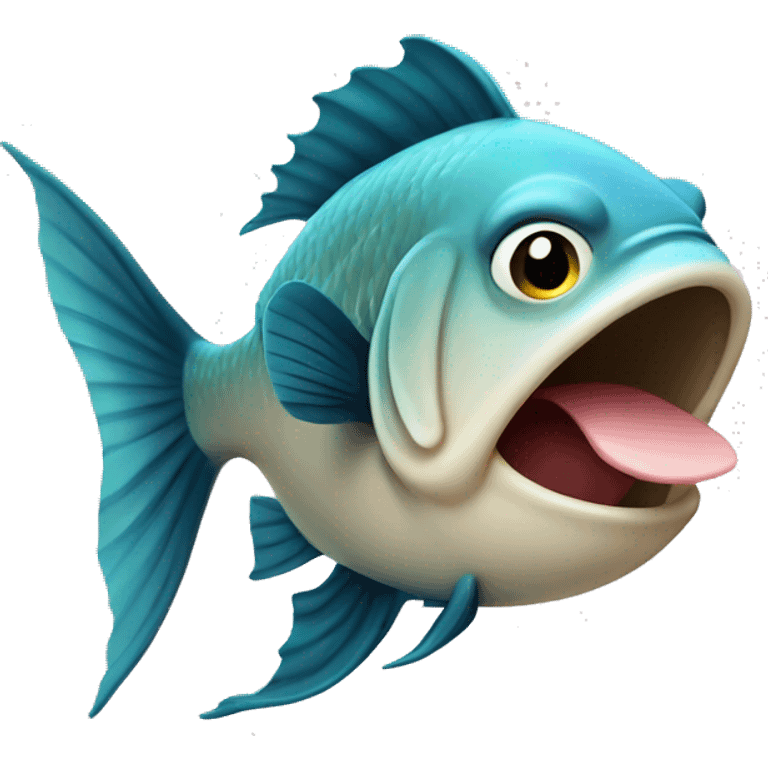 A fish winking and sticking its tongue out emoji