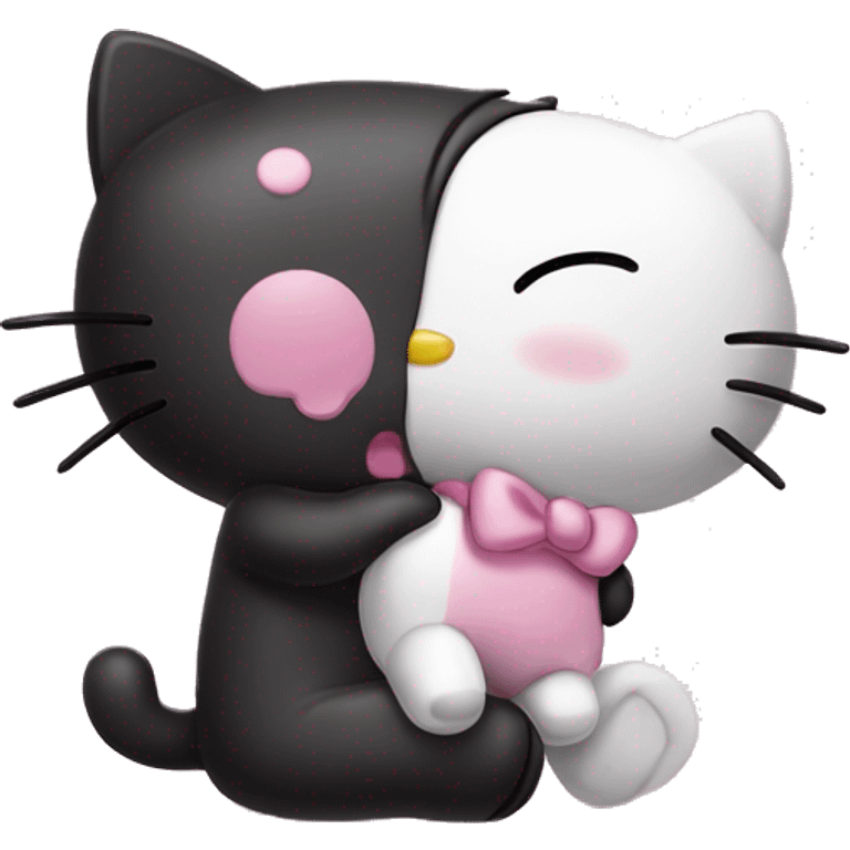 Hello Kitty y kuromi dándose un abrazo  emoji