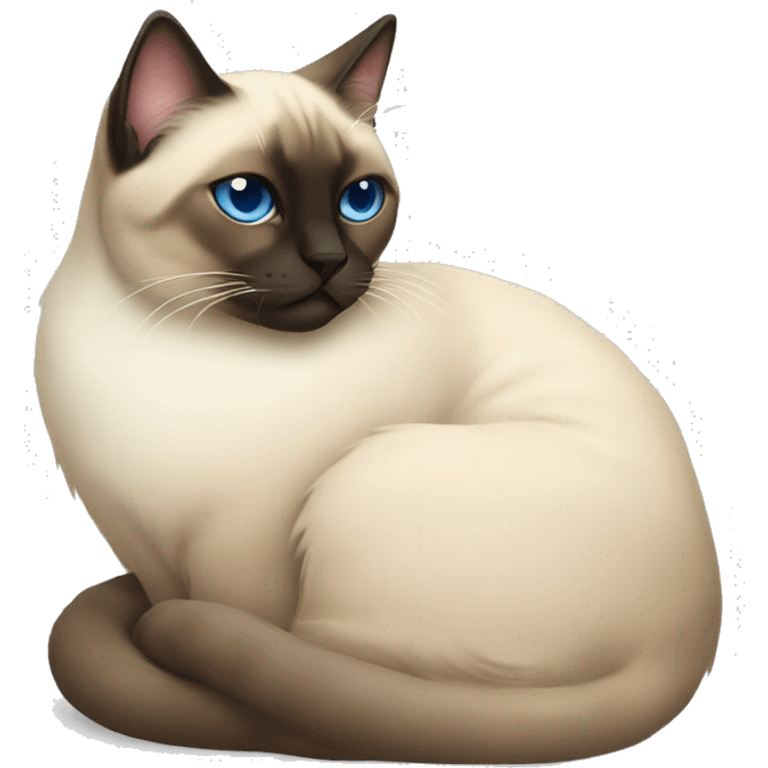 fluffy Siamese cat curled up and sleeping emoji