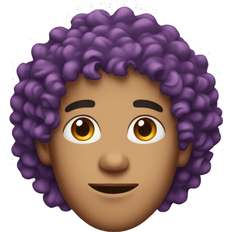 Purple curly hair, young man, earring. emoji