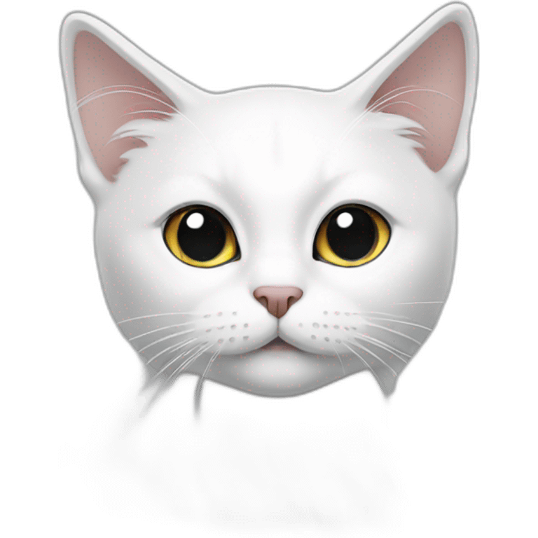 White cat with black on top emoji