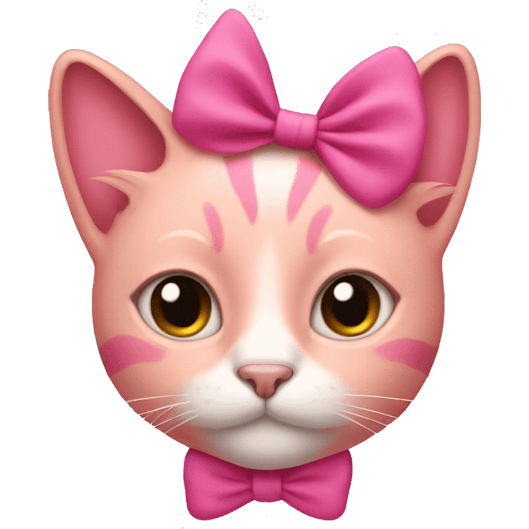 pink cat with bow in hair emoji