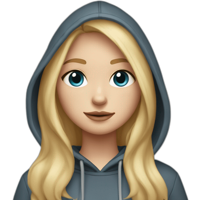 A blonde girl  with blues eyes, with straight hair and a ray,she has light skin a few freckles, and she wear a hoodies and she Carries in his arms a black labrador dog  emoji