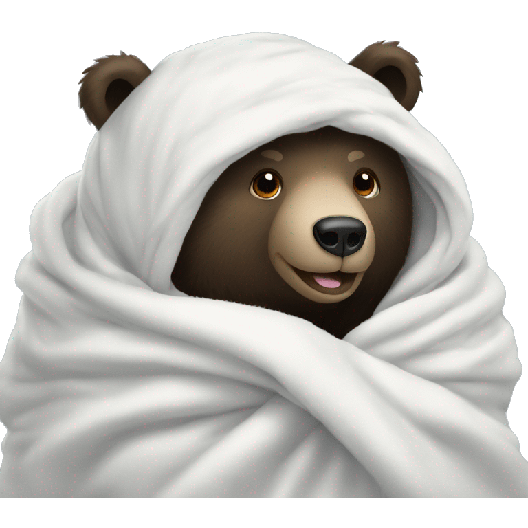 black bear underneath cozy white blanket emoji