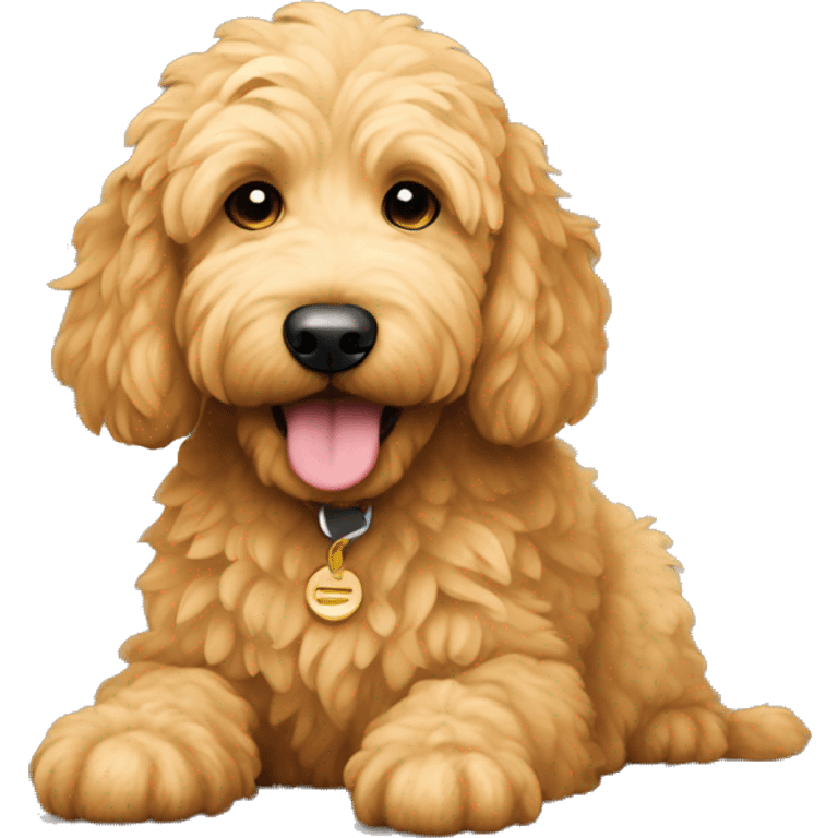 Adorable gold coloured goldendoodle  emoji