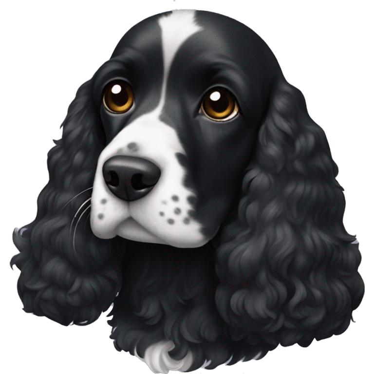 Black cocker spaniel with white powdered nose fur  emoji