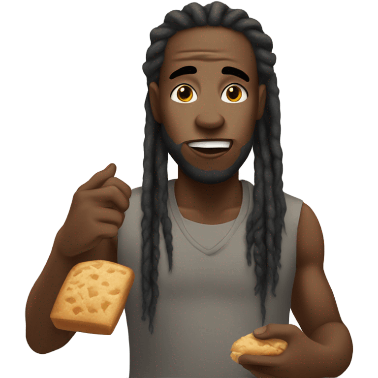 Black man with dreadlocks hungry emoji