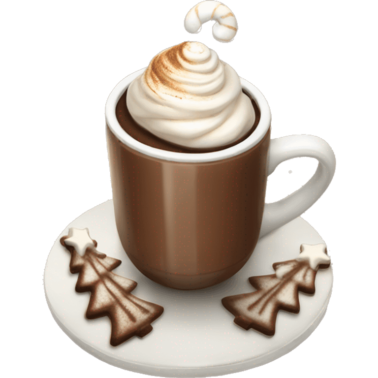 hot chocolate with whipped toasted marshmallow in a Christmas tree my g emoji