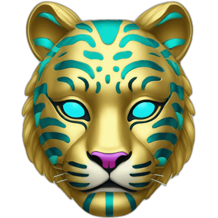 gold rainbow neon tiger Japanese mask emoji