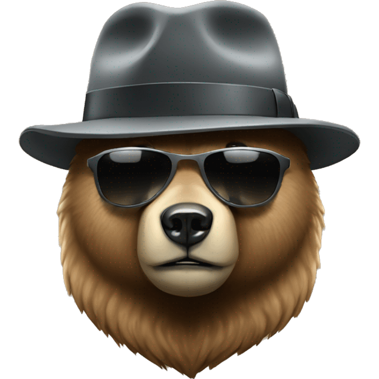 Mafia bear with hat and sunglases emoji