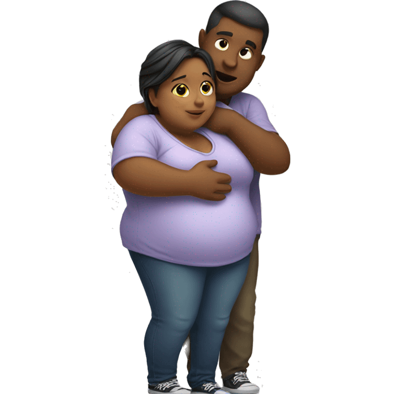 Fat boy hug slim girl emoji