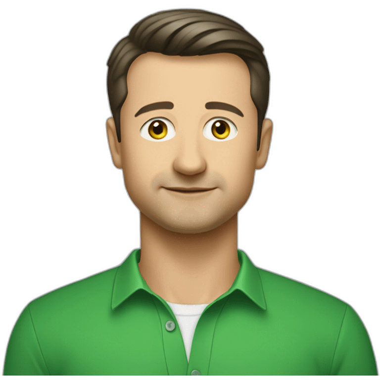 Volodymyr Zelensky with Green shirt emoji