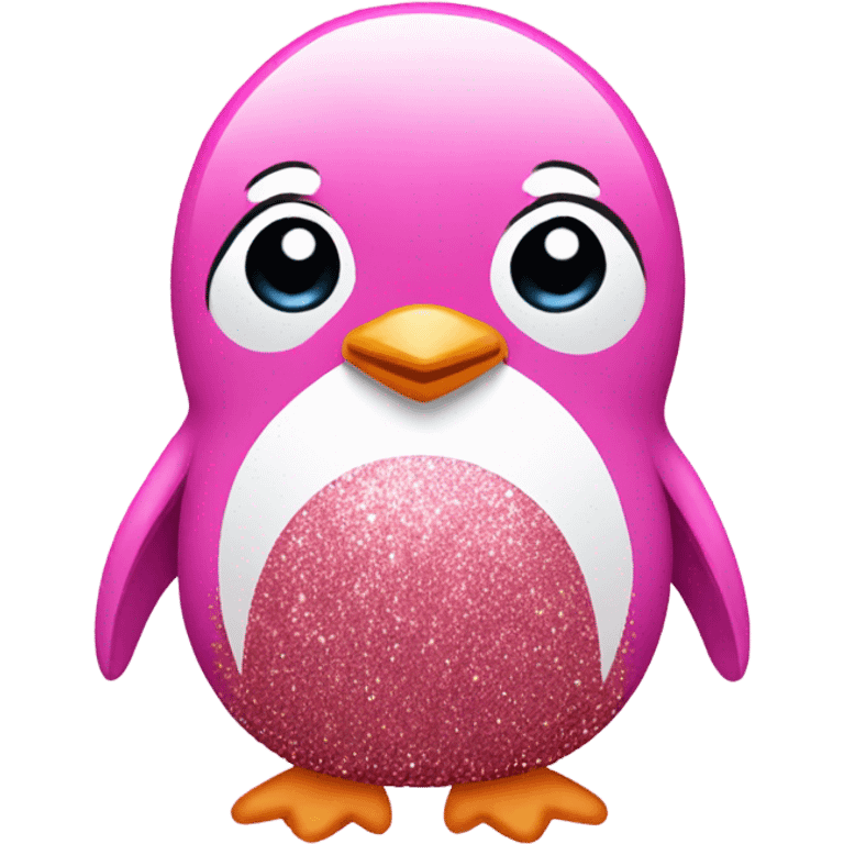 Pink penguin with glitter  emoji