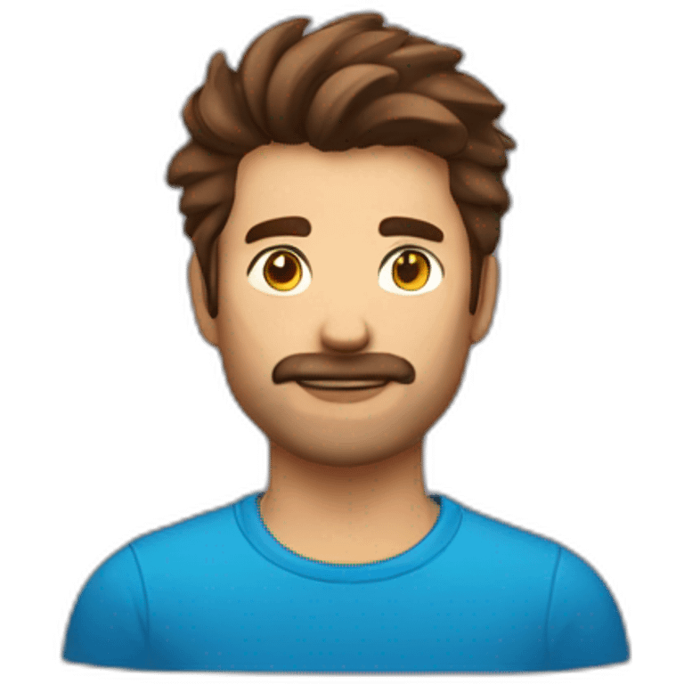 Homme cheveux bruns court avec un t-shirt rouge emoji