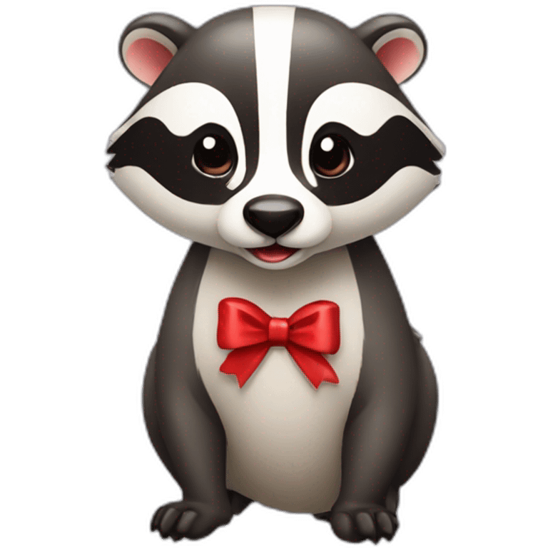 badger with red bow happy emoji