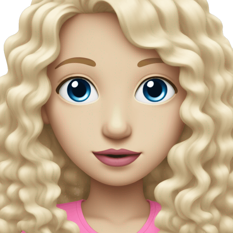 pale girl with long curly blonde hair and blue eyes and pink lips emoji