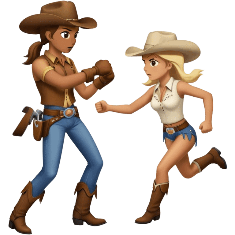 Cowgirl punching cowboy  emoji