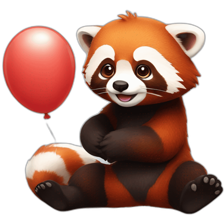 red panda with a balloon emoji