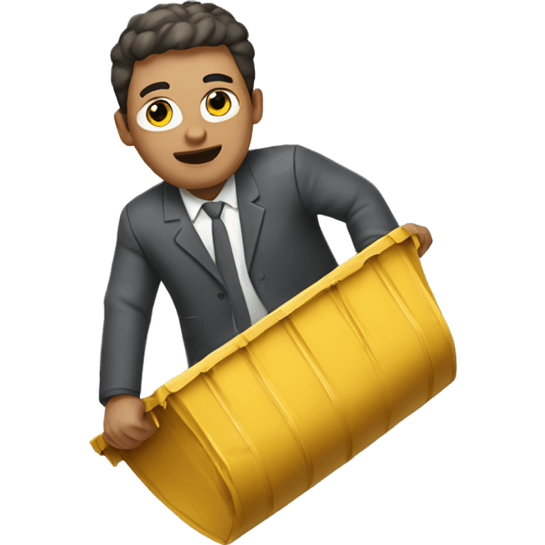 The man flying on rubbish emoji