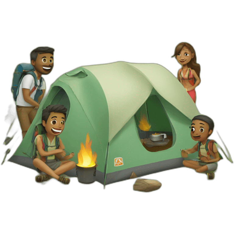 camping with friends emoji