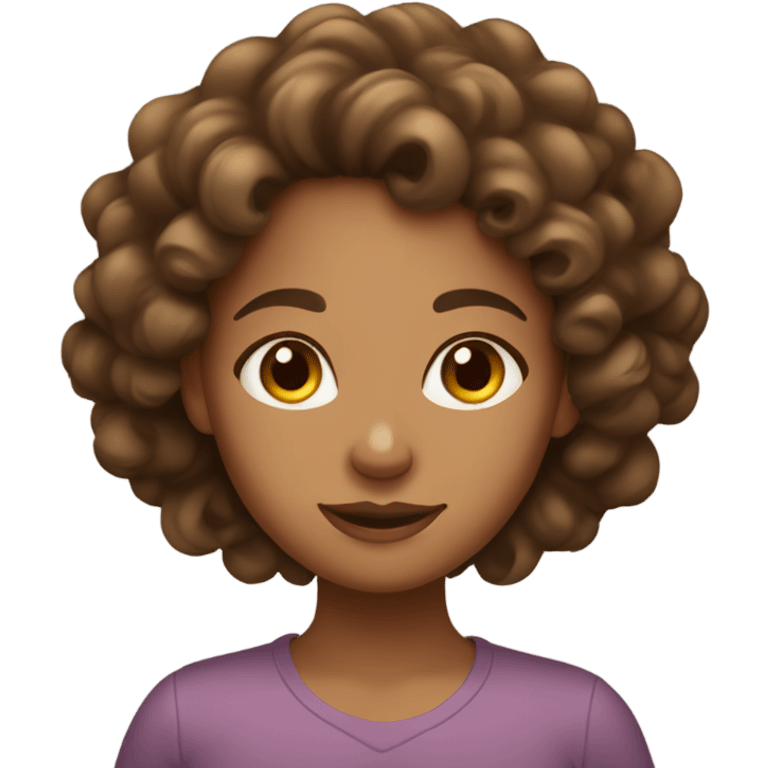 Tan girl with brown curly hair emoji