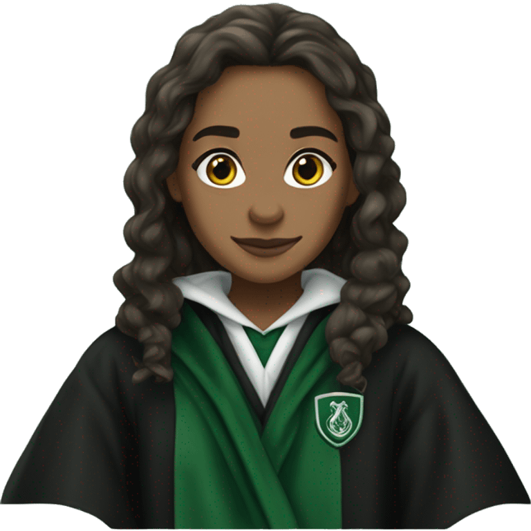 Hermione granger in slytherin robes emoji