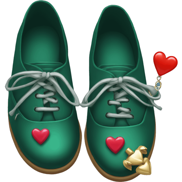 Dark green shoes with love charms emoji